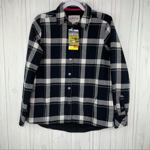 Orvis Shacket Buffalo Plaid Shirt Lined Snap Buttons Pockets Small